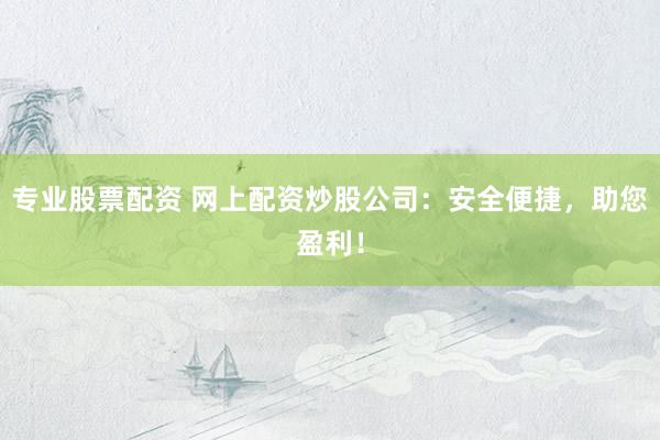 专业股票配资 网上配资炒股公司：安全便捷，助您盈利！